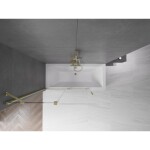 MEXEN/S - Velar Dvoukřídlá posuvná vanová zástěna 130 x 150, transparent, zlatá kartáčovaná 896-130-000-01-55