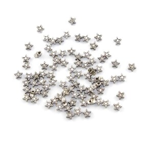 Kovový korálek - hvězda - starostříbrný - 6 x 6 x 3 mm - 1 ks