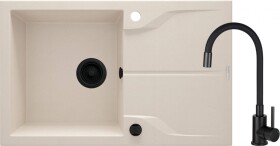 DEANTE - Evora béžová - Granitový dřez včetně baterie, 1 - bowl s odkapávačem ZQNN5113