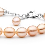 Perlový náramek Robie - řiční perla, stříbro 925/1000, 18 cm (XS) Růžová