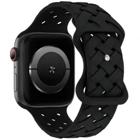 Beline Silicone Woven černá / Řemínek pro Apple Watch / 42/44/45/49mm / silikonový