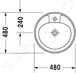 DURAVIT - Manua Umyvadlo s přepadem, průměr 480 mm, bílá 5220480000