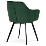 Jídelní židle, potah smaragdově zelená sametová látka, kovové nohy, černý matný lak