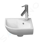 DURAVIT - ME by Starck Umývátko rohové 435x380 mm, s přepadem, s otvorem pro baterii, WonderGliss, bílá 07224300001