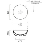 GSI - PURA keramické umyvadlo na desku, průměr 42cm, bílá mat 885109