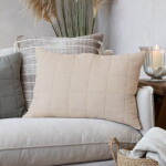 Chic Antique Prošívaný povlak na polštář Aix Vintage Linen 40 × 60 cm, béžová barva, textil