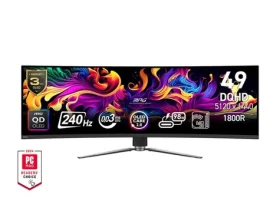 49" MSI MPG 491CQPX QD-OLED černá / QD-OLED / 32:9 / 5120x1440 / 1500000:1 / 0.03ms / 450cd-m2 / USBC / HDMI / DP / VESA (MPG 491CQPX QD-OLED)