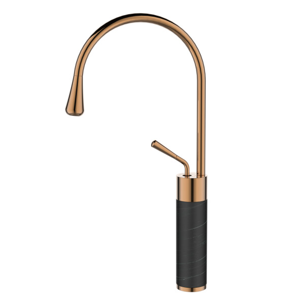 INVENA - Umyvadlová baterie vysoká STONE černá/měď BU-03-W14-V