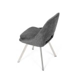 Židle jídelní, šedá látka, kovové nohy, broušená nerez.