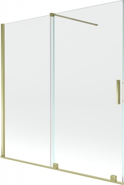 MEXEN/S - Velar Dvoukřídlá posuvná vanová zástěna 160 x 150 cm, transparent, zlatá 896-160-000-01-50