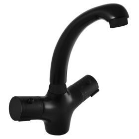 RAV Slezák - TERMOSTATICKÁ - Umyvadlová baterie bez výpusti, Černá - matná, 3/8" TRM26.0CMAT