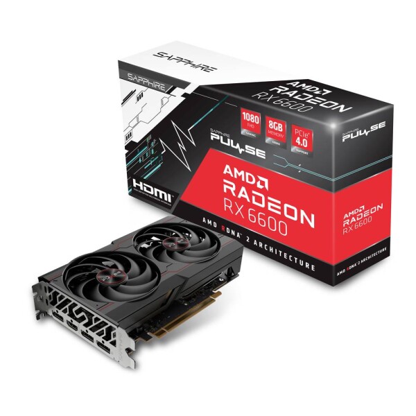 Sapphire RX 6600 PULSE 8G / 2044-2491 MHz / 8GB GDDR4 / 128-bit / 1x HDMI + 3x DP / (8) (11310-01-20G)