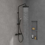 VILLEROY & BOCH - Universal Showers Sprchový set s termostatem, průměr 23 cm, 3 proudy, matná černá TVS109002UK0K5