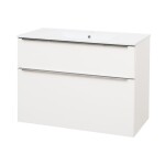 Mereo Mailo, koupelnová skříňka s keramickým umyvadlem 101 cm, bílá, elox AL madlo CN512A
