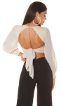 Sexy KouCla crop top s dlouhým rukávem white Einheitsgroesse