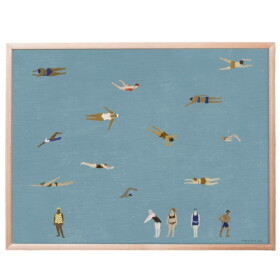 Fine Little Day Plakát Swimmers 70 x 50 cm, modrá barva, papír