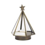 MADAM STOLTZ Kovový svícen Christmas 19 cm, zlatá barva, sklo, kov