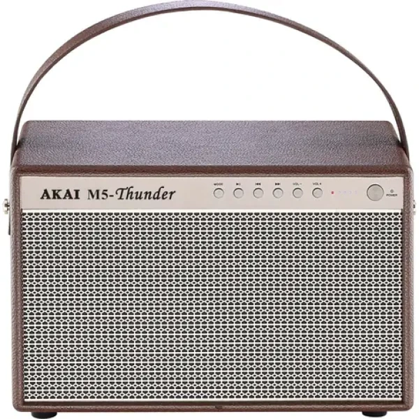 AKAI M5 THUNDER hnědá / Bezdrátový reproduktor / Bluetooth 5.0 / 18W / 2x USB / AUX (4905192533205)