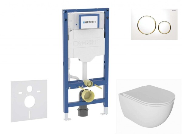 GEBERIT - Duofix Set předstěnové instalace, klozetu Oudee a sedátka softclose, tlačítko Sigma20, bílá/pozlacená SANI11CA3133B