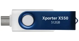 Patriot Xporter X550 512GB bílo-modrá / Flash disk / USB 3.2 Gen 1 / USB-A + USB-C / Čtení 80 MB/s (PS512GX550AAD)