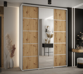 Šatní skříň Cannes 5 - hloubka 60 cm Barva korpusu: Dub - Artisan, Rozměry: 120 cm, Dveře: Bílá