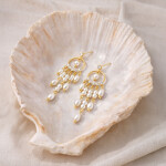 Náušnice ve tvaru lapače snů s perlami Lucilla, Zlatá Bílá