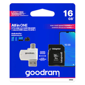 GOODRAM All-In-One microSDHC 16GB + čtečka / Class 10 / UHS-I U1 (M1A4-0160R12)