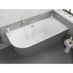 MEXEN/S - Silo volně stojící rohová vana pravá reliéf 170 x 80, bílá/šedá, sifon a přepad nikl kartáčovaný 52891708062P-97