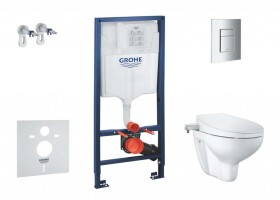 GROHE - Solido Set předstěnové instalace, klozetu a bidetového sedátka Bau Ceramic, softclose, tlačítko Even, chrom SANI15BB1102