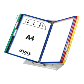 Djois pultový kovový stojan, antimikrobiální - Sterifold, na 10 rámečků s kapsami A4, rámečky mix 5 barev, mix 5 barev, 1 set