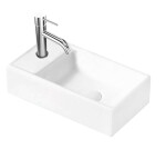 Kielle - Arkas I Umývátko 42x23 cm, bez přepadu, 1 otvor pro baterii vlevo, bílá 30611400L
