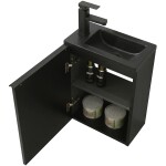 CERANO - Umyvadlová skříňka pro WC Zola - černá matná + umyvadlo z lit. mramoru - černá matná - 40x55x23,5 CER-999996
