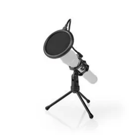 Nedis Mikrofon Stand / Základna nožiček / Průměr držáku: Méně než 40 mm mm / ABS / Kov / černá (MPST00BK)