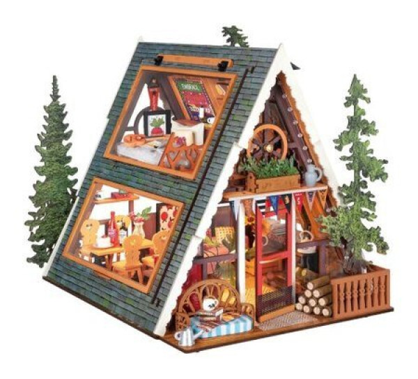3D dřevěná skládačka Miniatura domečku Útulná lesní chata