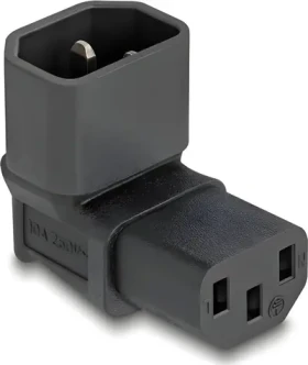 Delock Adaptér IEC 60320 C14-C13 černý / Napájecí adaptér / Úhlový / Vidlice C14 - zásuvka C13 (80472)