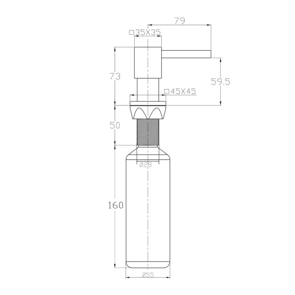 SAPHO - Zápustný dávkovač mýdla, hranatý, chrom SP011
