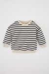 DEFACTO Baby Boy Crew Neck Striped Soft Furry Thin Sweatshirt