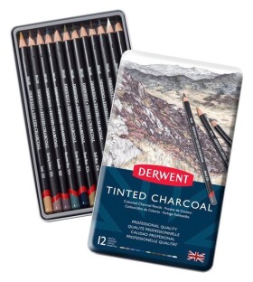 Sada 12ks barevných uhlů Tinted Charcoal Derwent