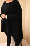 Dámská tunika Plus Size z bavlny s asymetrickým spodním lemem černá UNI