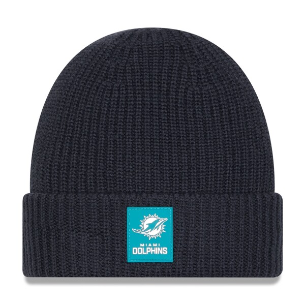New Era Pánská zimní čepice Miami Dolphins NFL 2025 Sideline Steel Clouds Cuff Knit Beanie