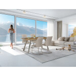 Židle jídelní, krémová ekokůže, pohupová podnož broušený nerez