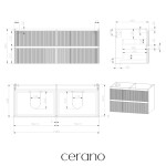 CERANO - Koupelnová skříňka pod umyvadlo Carole - bílá matná rýhovaná - 119x48x45 CER-674935