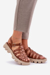Kožené Dámské Sandály Zazoo 3695 Camel 38