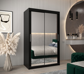 Šatní skříň Abi T3 Barva korpusu: Černá, Rozměry: 120 cm, Dveře: Černá