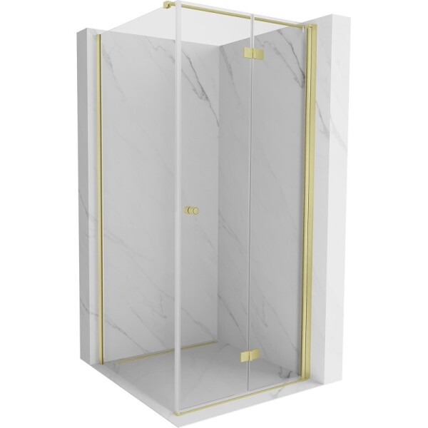 MEXEN/S - Mist-F sprchový kout skládací dveře pravá 85 x 85, transparent, zlato kartáčovaná 8A6T-085-085-55-00-P