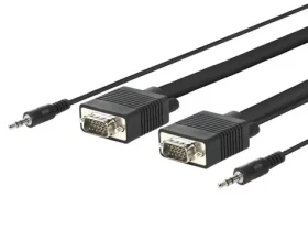 MicroConnect Kabel Full HD SVGA HD15 s Jack konektory 10m černá / Full HD (1920x1080) @ 60Hz / 3.5mm Jack (MONGG10BMJ)