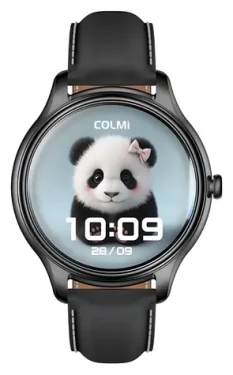 Colmi L28 černá, silikonový a kožený řemínek / Chytré hodinky / AMOLED displej / Bluetooth volání / IP68 (L28 Black leather)
