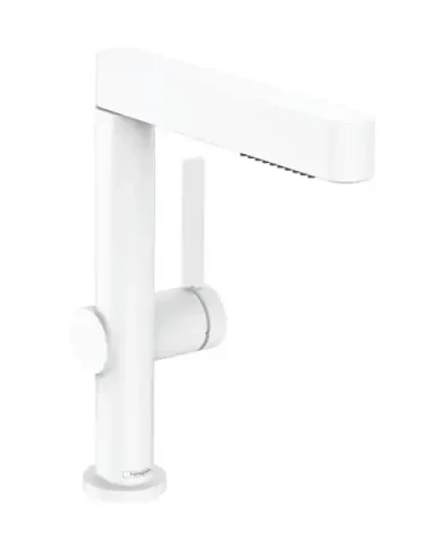 Hansgrohe Finoris - Umyvadlová baterie 230 | s výpustí Push-Open a výsuvnou sprškou | EcoSmart | matná bílá (76063700)