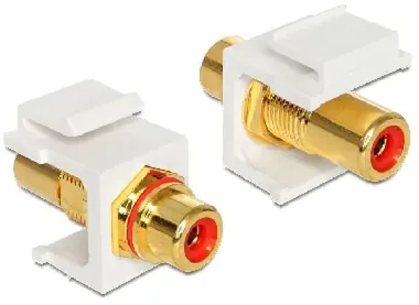 Delock Keystone modul / konekor RCA samice - RCA samice / pozlacený / červený (86308)