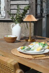 Chic Antique Stolní LED lampička Brass/Latte, hnědá barva, kov